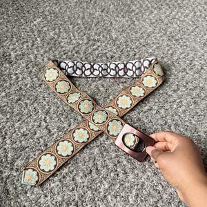 Hadley Pollet Brown Blue Hippie Boho Belt 41” Total Length